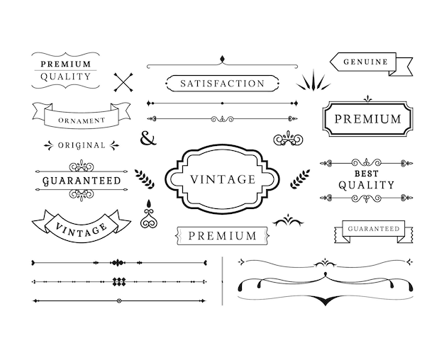 Vetor coleção de elementos de moldura ornamentais caligráficos