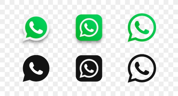 Coleção de ícones do logotipo do Whatsapp em estilo diferente Ilustração vetorial de ícones de redes sociais