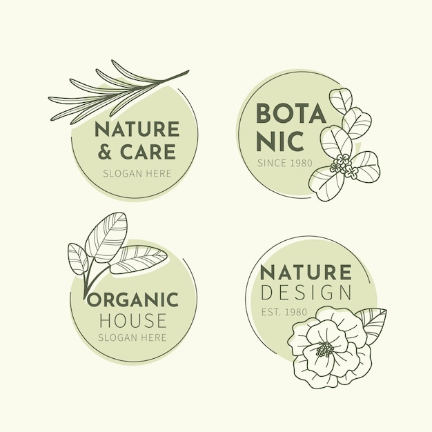 Coleção de logotipo de negócios naturais em estilo minimalista