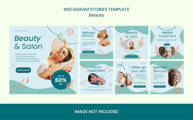Coleção de modelo de feed de post do instagram moderno para salão de beleza e cuidados com a pele