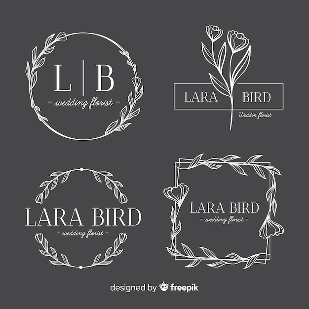 Coleção de modelos de logotipo de florista de casamento