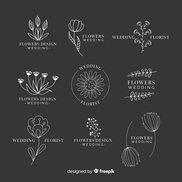 Vetor coleção de modelos de logotipo de florista de casamento