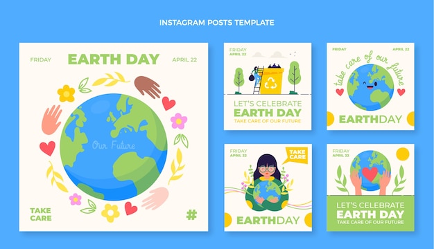 Coleção de postagens do instagram do dia da terra plana