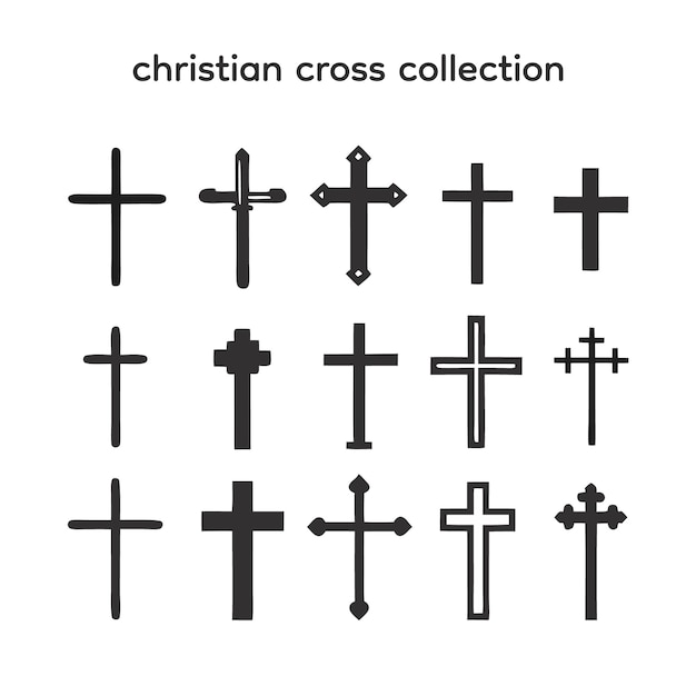 Vetor coleção de silhouette christian cross vector