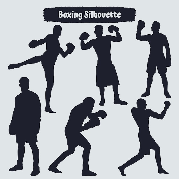 Coleção de silhuetas de boxe e fisiculturista