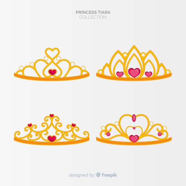 Vetor coleção de tiara princesa dourada