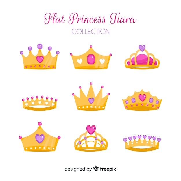 Coleção de tiara princesa plana dourada