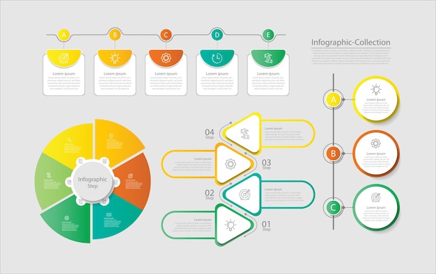 Vetor coleção plana de elementos infográficos