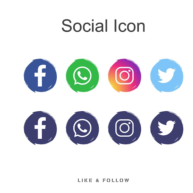 Vetor coleções de logotipos circulares populares nas redes sociais