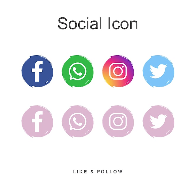 Vetor coleções de logotipos circulares populares nas redes sociais