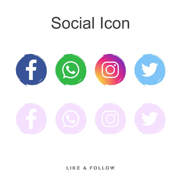 Vetor coleções de logotipos circulares populares nas redes sociais