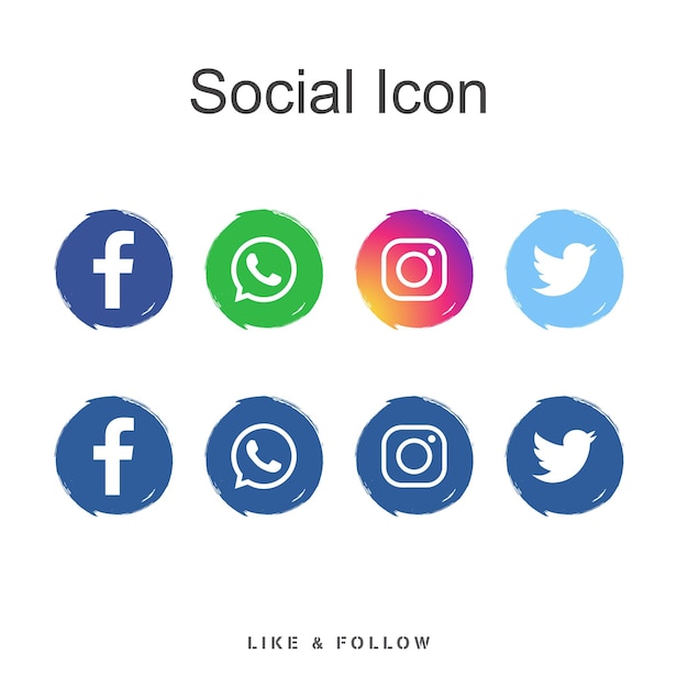 Vetor coleções de logotipos circulares populares nas redes sociais