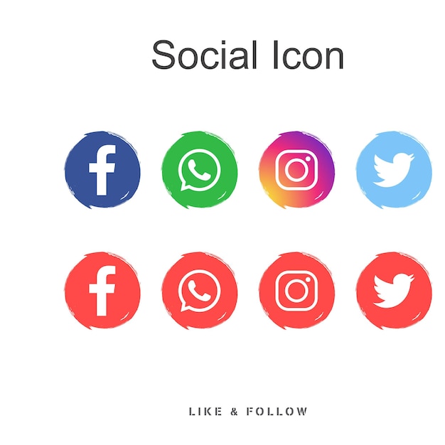 Vetor coleções de logotipos circulares populares nas redes sociais