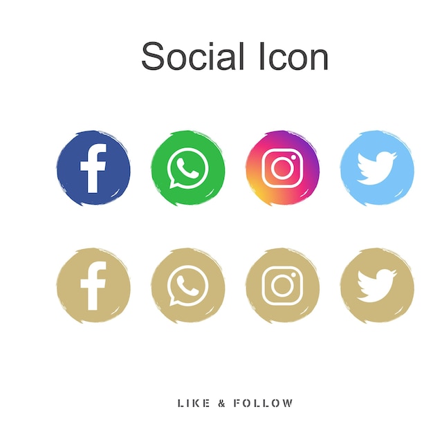 Vetor coleções de logotipos circulares populares nas redes sociais