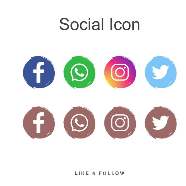 Vetor coleções de logotipos circulares populares nas redes sociais