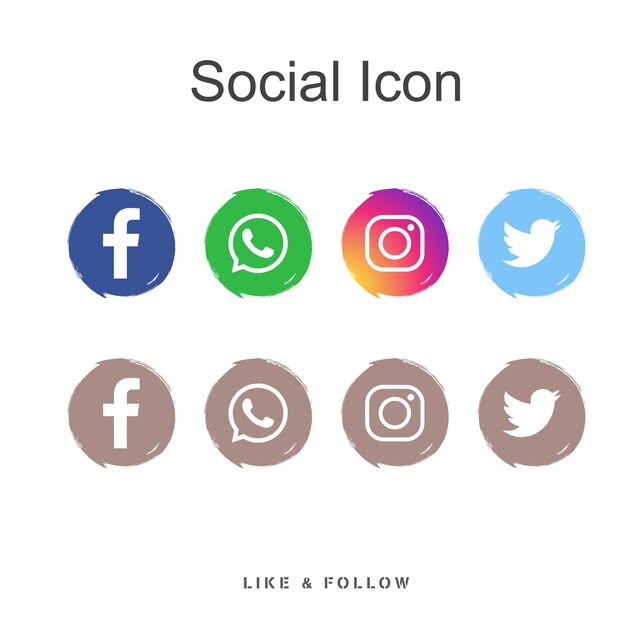 Vetor coleções de logotipos circulares populares nas redes sociais