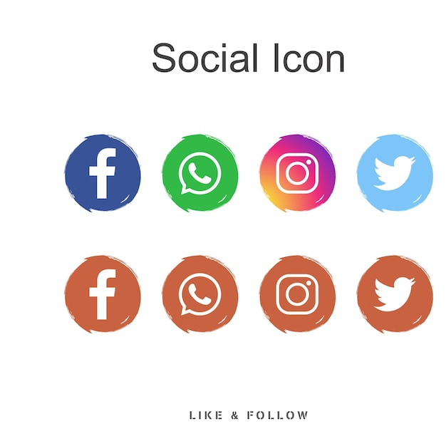 Vetor coleções de logotipos circulares populares nas redes sociais