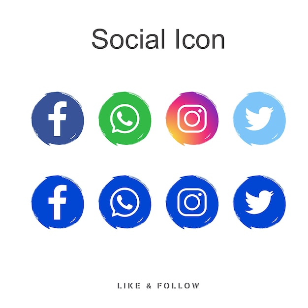 Vetor coleções de logotipos circulares populares nas redes sociais