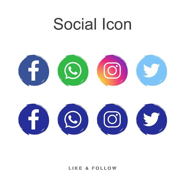 Vetor coleções de logotipos circulares populares nas redes sociais