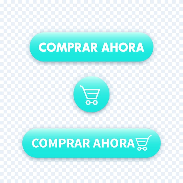 Vetor compre agora em espanhol, botões para web design