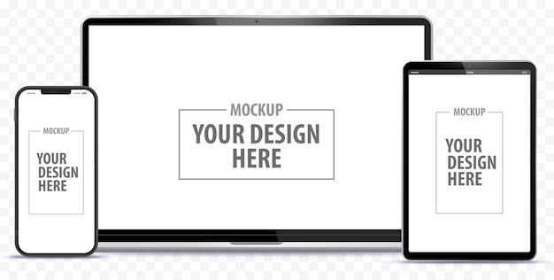 Computador laptop, celular e modelo de tablet PC