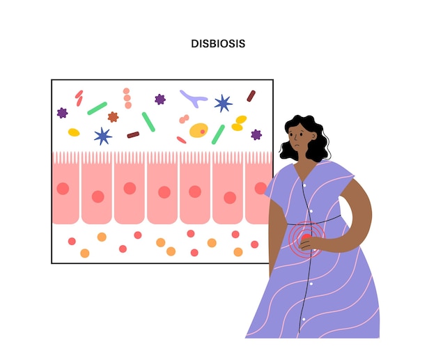 Conceito de disbiose de conexão cerebral intestinal Microbioma no corpo humano