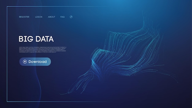 Vetor conceito de download de grandes dados com design de linhas giratórias azuis
