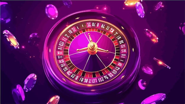 Vetor conceito de ganhos de casino com a roda da fortuna girando