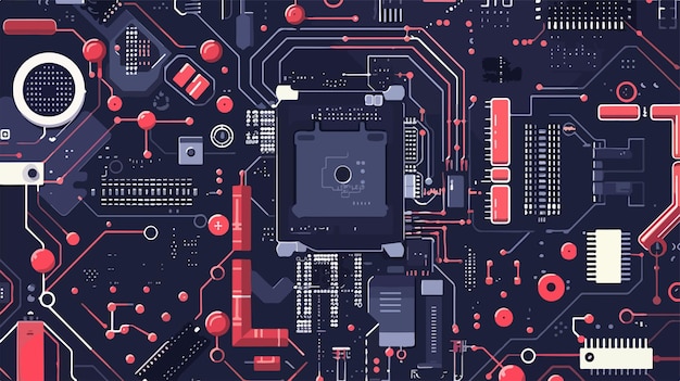 Conceito de placa-mãe de circuito em isolamento vetorial de estilo plano