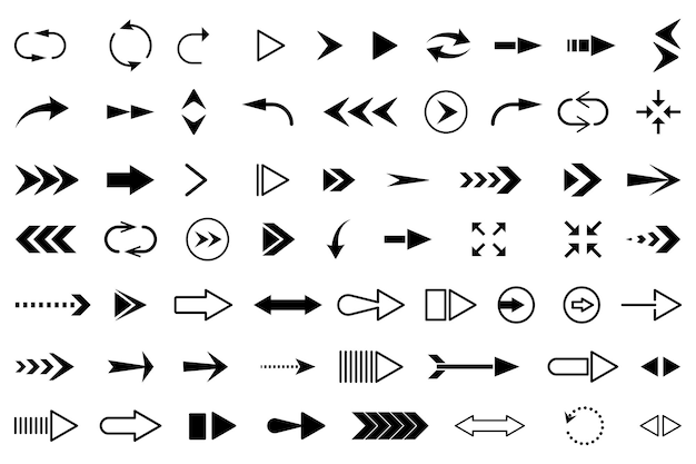 Conjunto de ícones de seta coleção de setas simples moderna ilustração vetorial plana