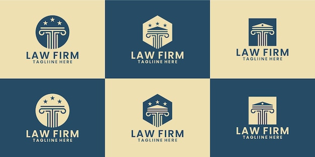 conjunto de inspirações de design de logotipo de luxo de escritório de advocacia