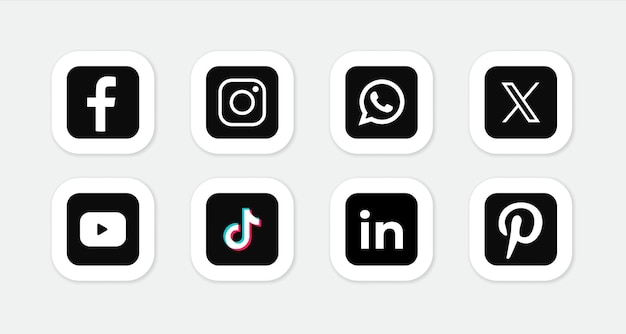 Vetor conjunto de logotipo de mídia social em fundo branco coleção de conjunto de ícones de mídia social