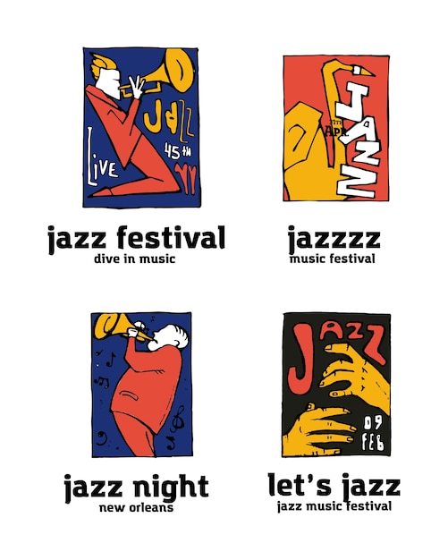 Conjunto de logotipo festival de música jazz