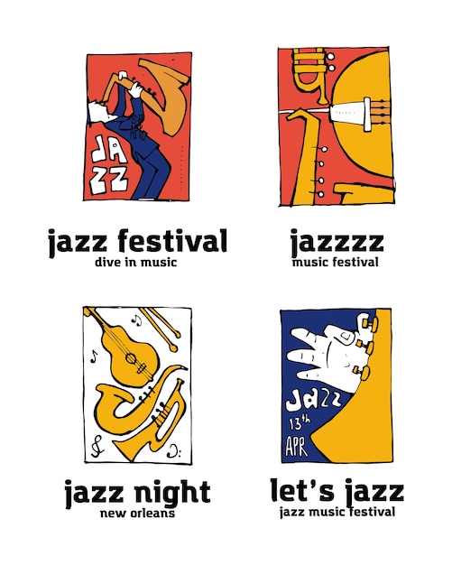 Conjunto de logotipo festival de música jazz