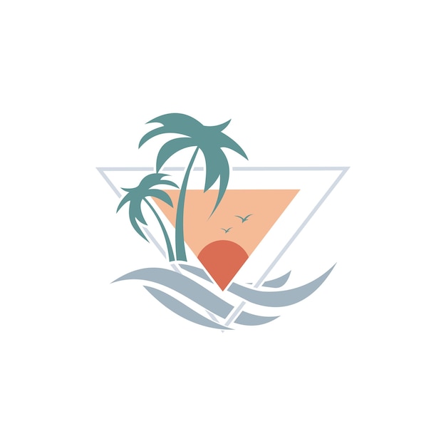 Coqueiro e design isolado de ilustração vetorial de logotipo de praia