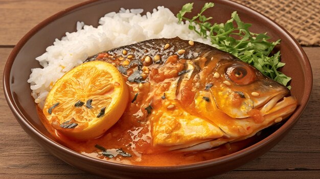 Vetor curry hilsa de bangladesh e prato de peixe