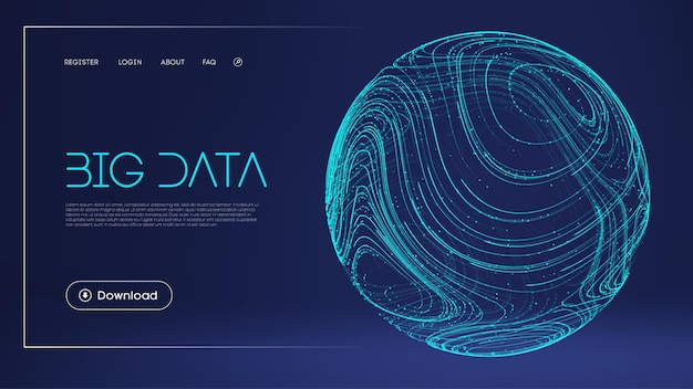 Vetor dados protegem ilustração digital esfera abstrata campo de energia fundo azul barreira de tecnologia