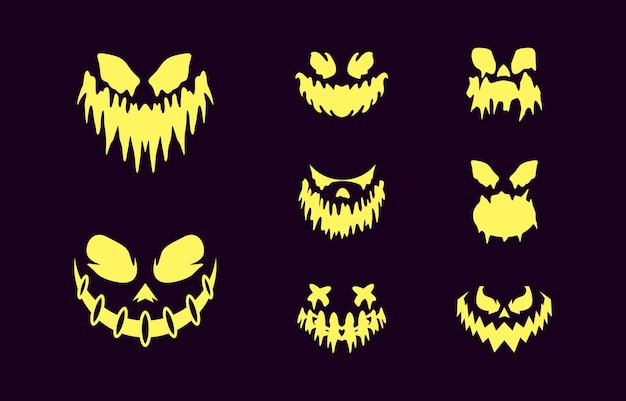 Definir vetor de design de halloween de rosto