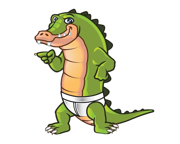 Desenho de crocodilo vestindo roupa íntima