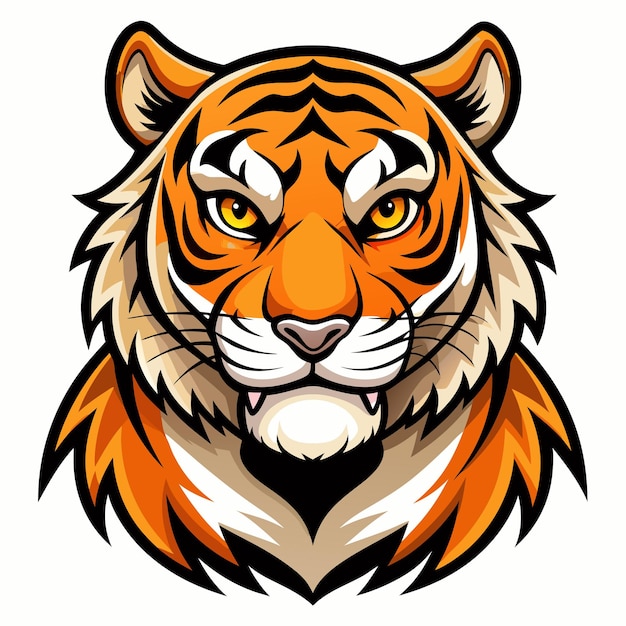 Desenho de logotipo de cabeça de mascote de tigre em vetor