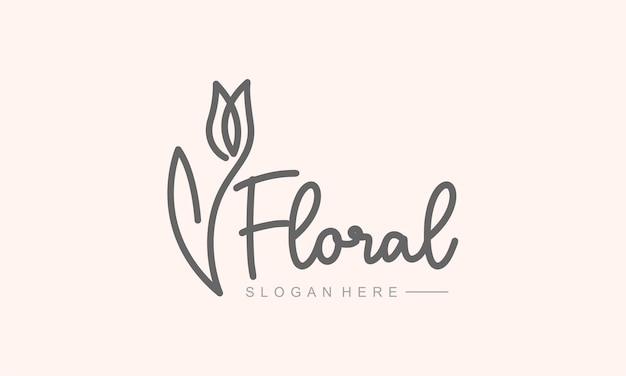 Vetor desenho de logotipo de tipografia floral simples