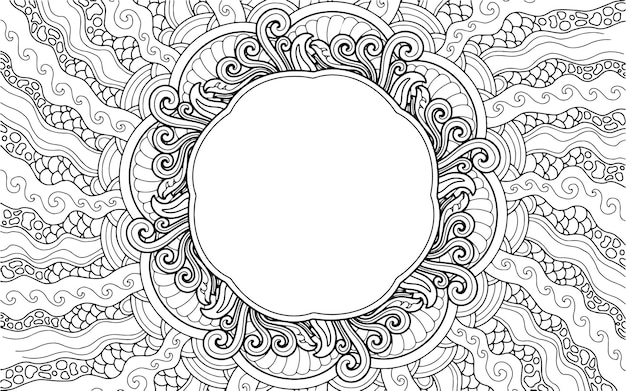 Desenho de mandala de página para colorir com espaço de texto