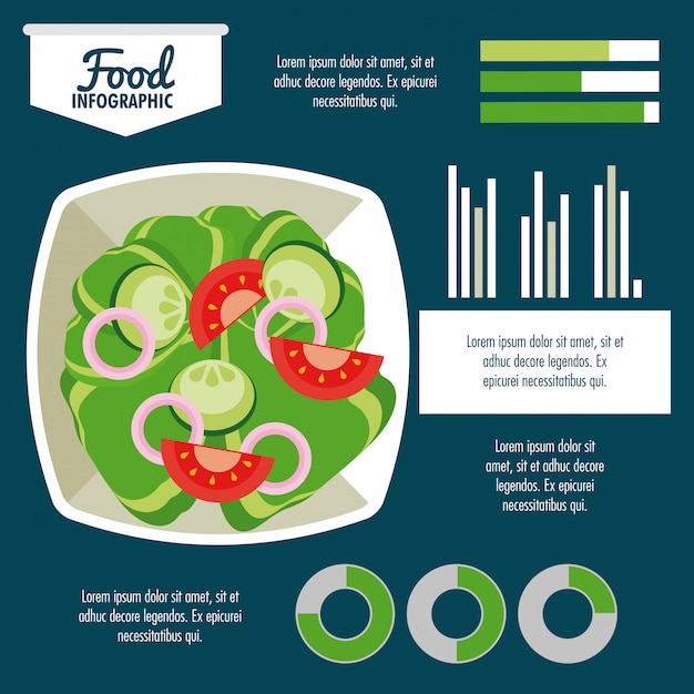 Vetor design colorido de infográfico de comida saudável