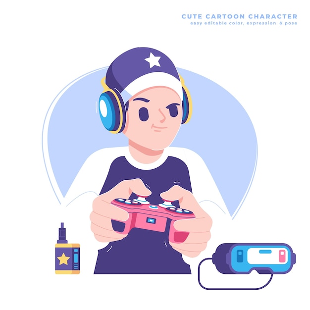 Vetor design de ilustração de personagens de jogos online