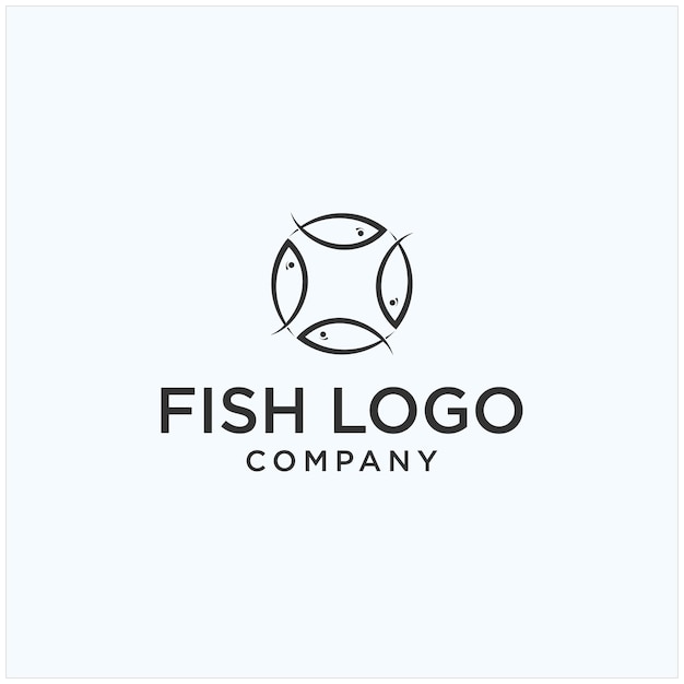 Design de logotipo de arte de linha de peixe