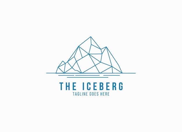 Design de logotipo Floating Ice Mountain ou Iceberg com estilo de arte de linha simples