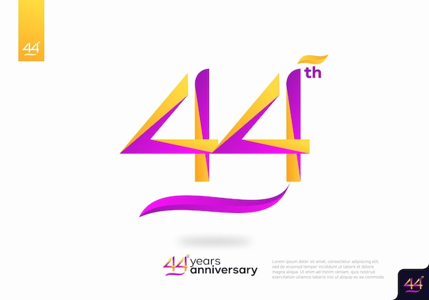 Vetor design do ícone do logotipo número 44, número do logotipo do 44º aniversário, aniversário 44