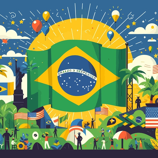 Dia da Independência do Brasil Brasil em 7 de setembro Modelo de bandeira de cartão de cartaz fundo