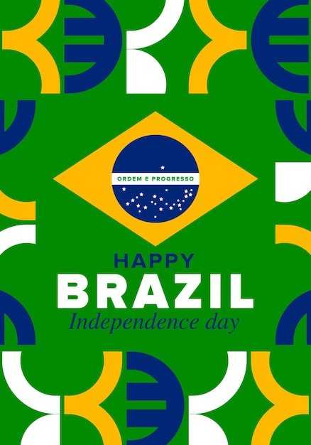 Vetor dia da independência do brasil feliz feriado nacional dia da liberdade da bandeira do brasil desenho brasileiro vector