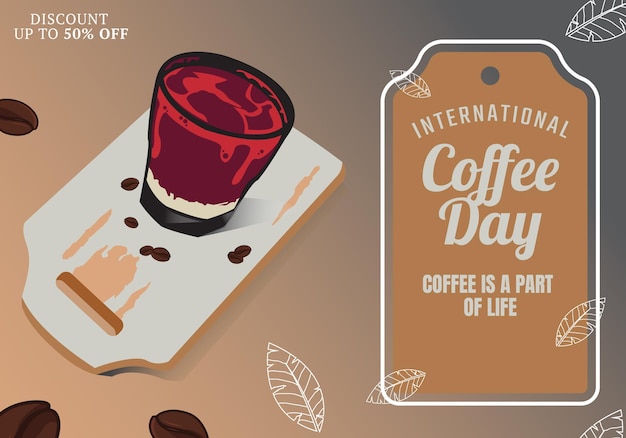 Dia internacional do café criado com ilustração vetorial